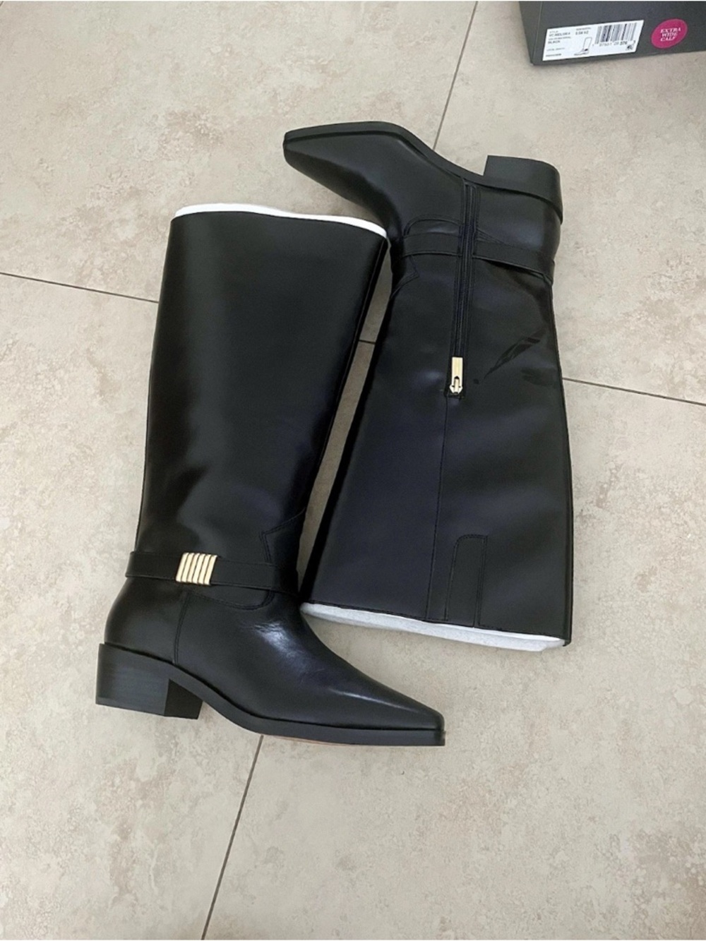 Vince Camuto Melise4 Black Leather Knee-High Boots 9.5 Wide Calf